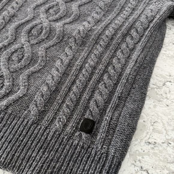Ben Sherman Mens Sweater Size Medium Gray Wool Cable Knit Fisherman Aran Classic - Picture 7 of 8